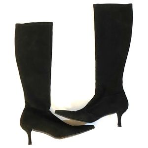Stuart Weitzman black stretch pull on tall boots